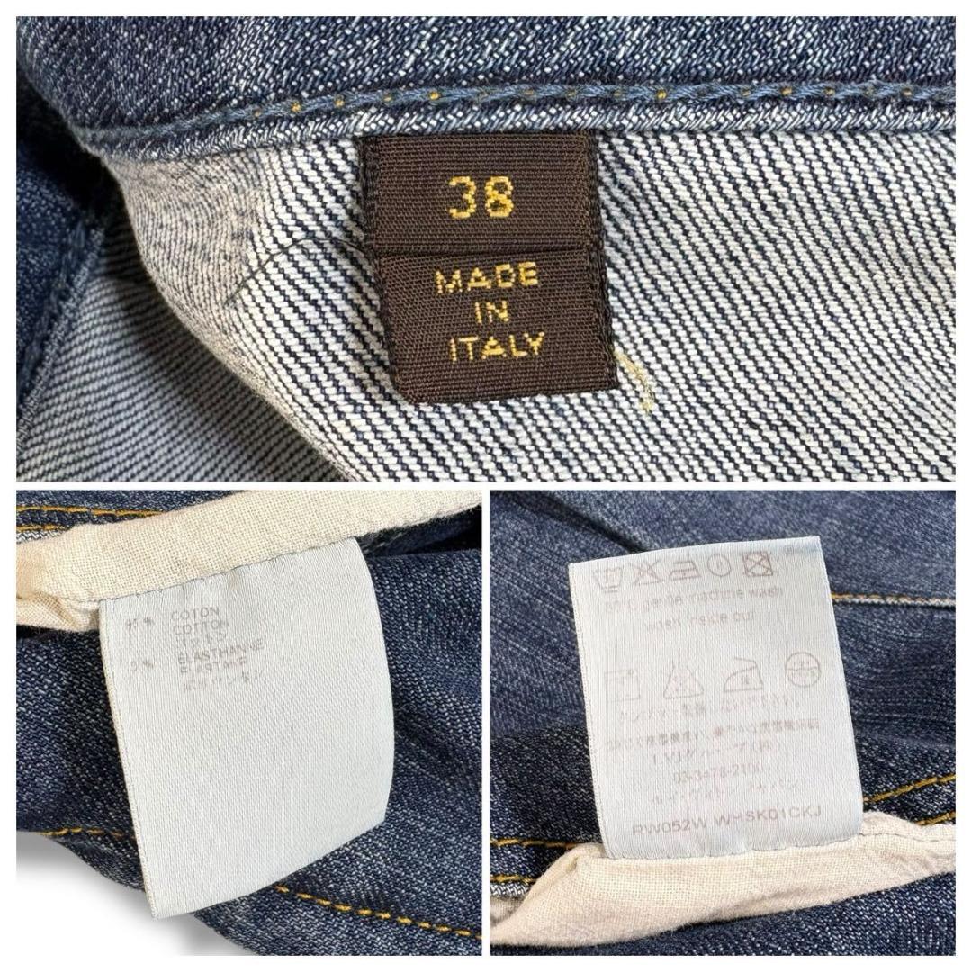 【美品】ルイヴィトン デニム膝丈フレアスカート 38サイズ イタリア製