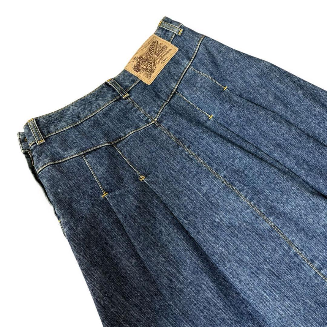 【美品】ルイヴィトン デニム膝丈フレアスカート 38サイズ イタリア製