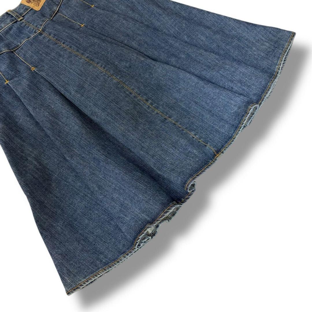 【美品】ルイヴィトン デニム膝丈フレアスカート 38サイズ イタリア製