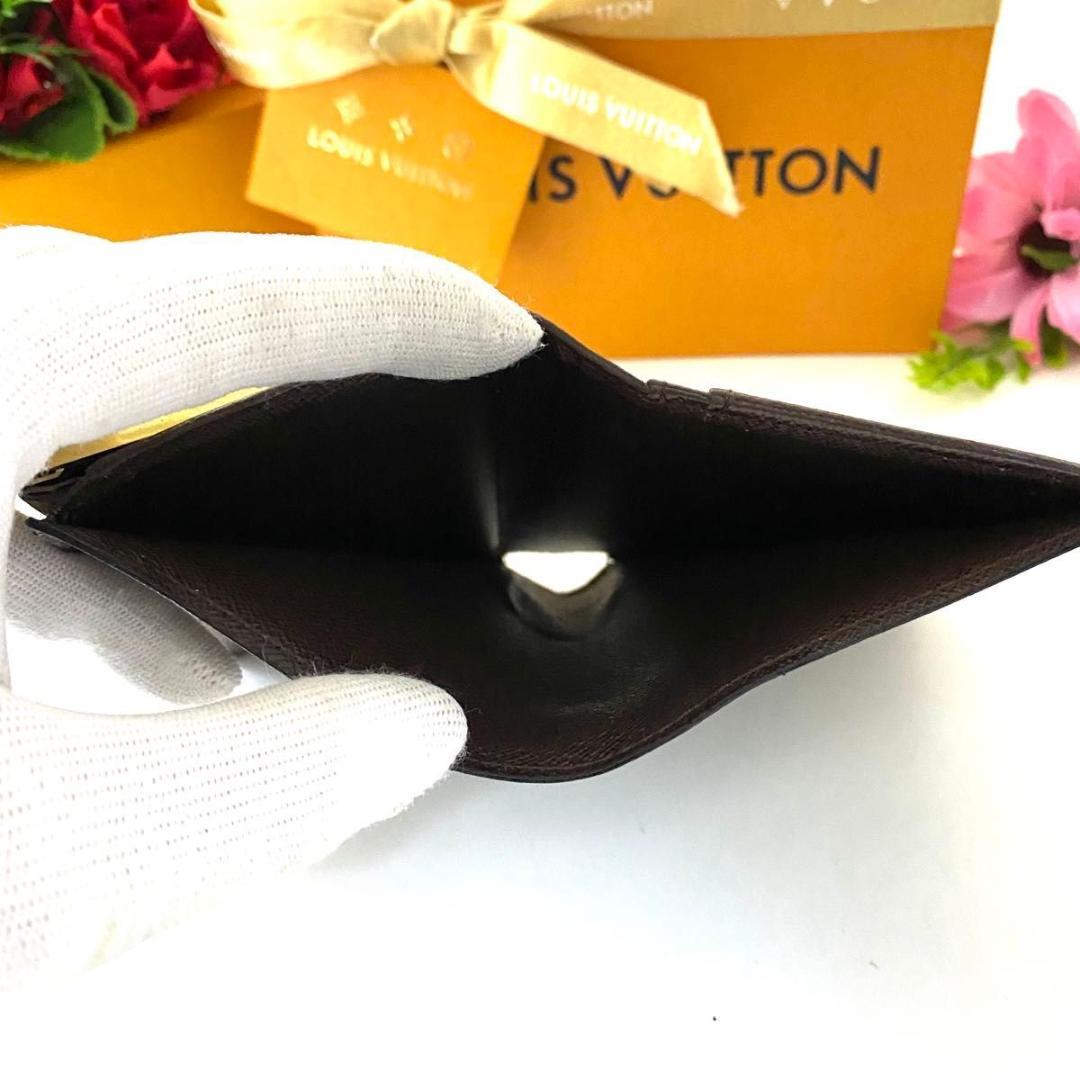 ルイ ヴィトン◎ヴィエノワ ダミエ がま口 エベヌ 二つ折り ブラウン 茶色