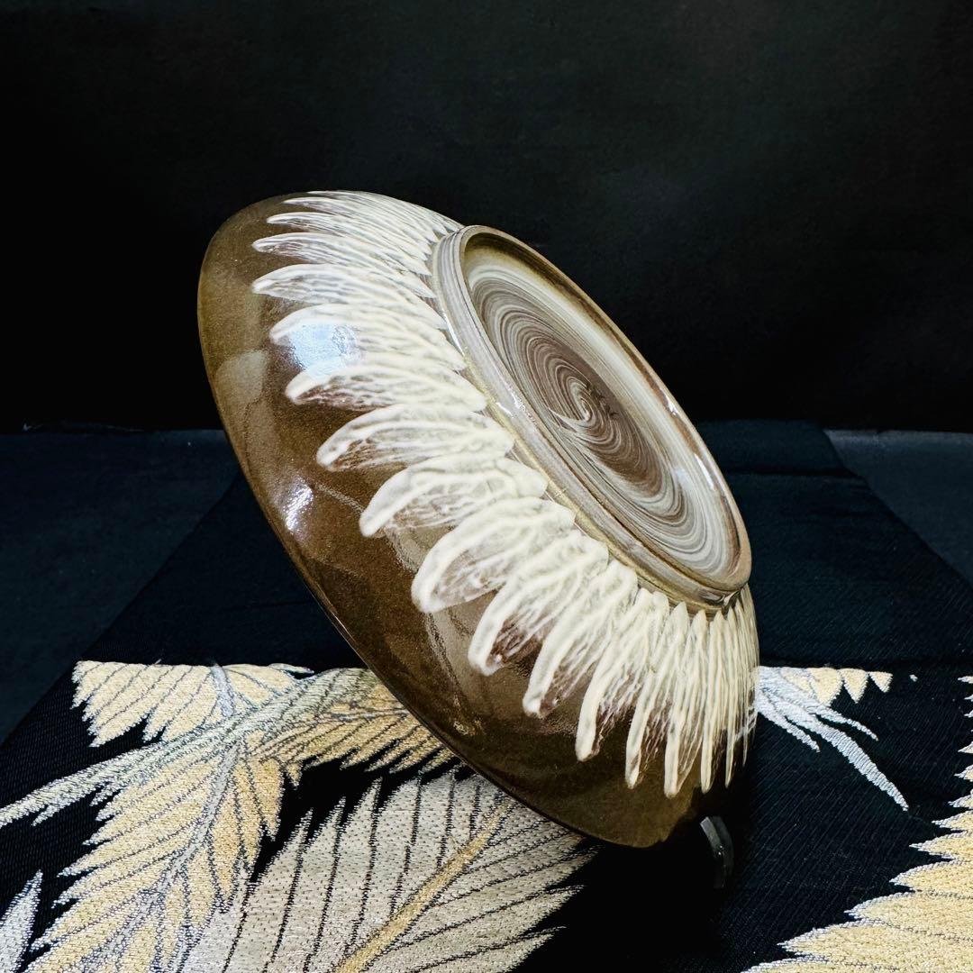 現川焼臥牛窯　無形文化財指定　十三代横石臥牛　刷毛白鷺図　花瓶　花入/飾皿2点