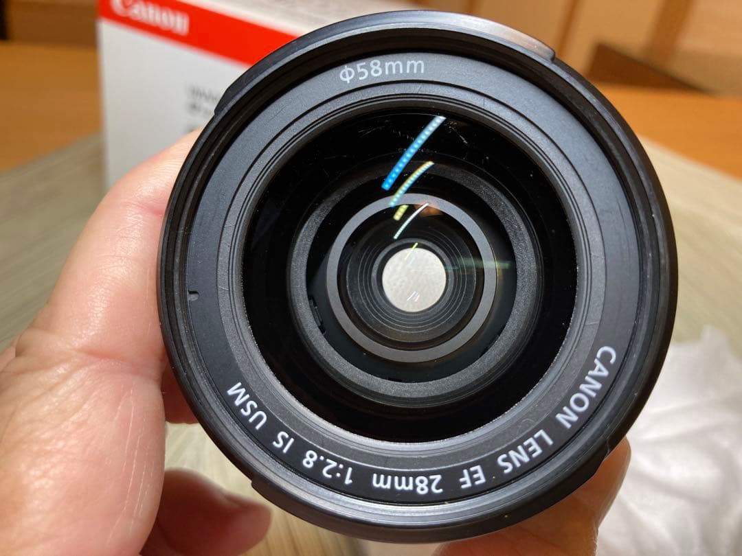 CanonEF28mmF2.8 IS USM PLフィルター、フード、ケース付き