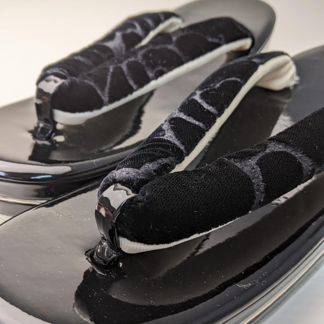 立体ベロア生地 振袖用 草履バッグ セット ブラック u62