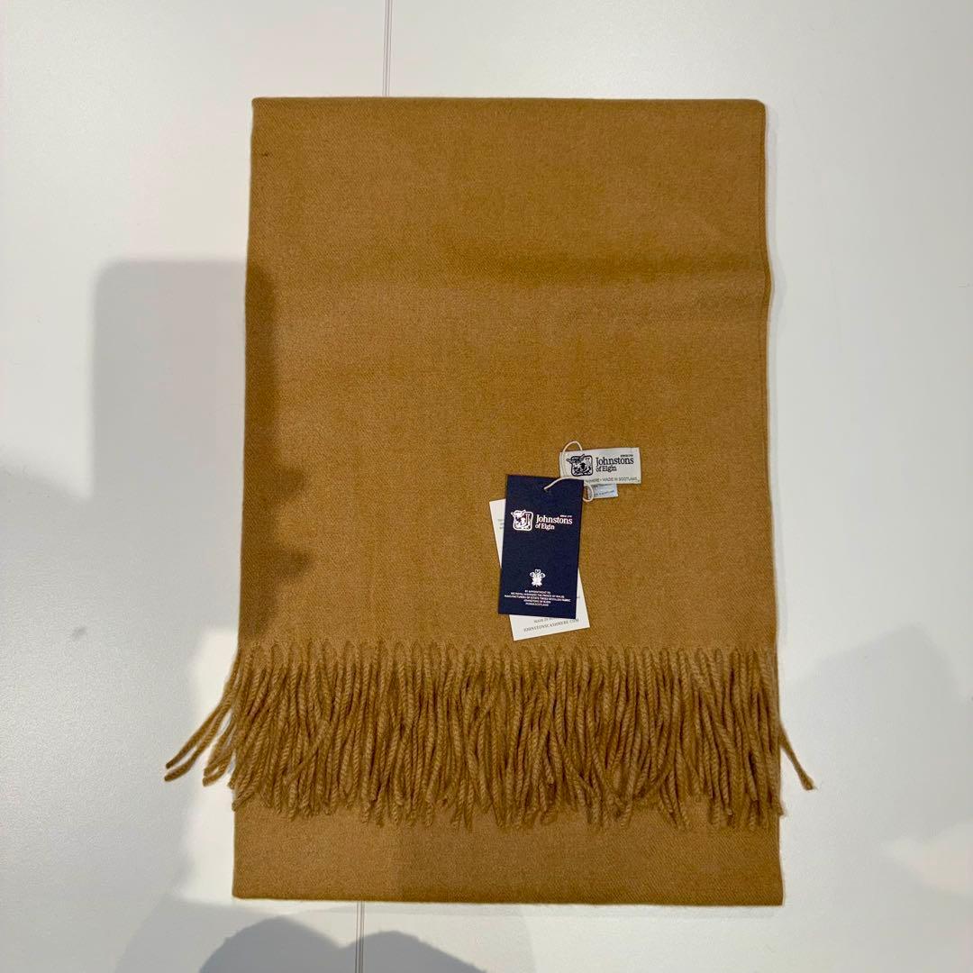 カ*ノ様 ジョンストンズ カシミア 大判ストール マフラー キャメル