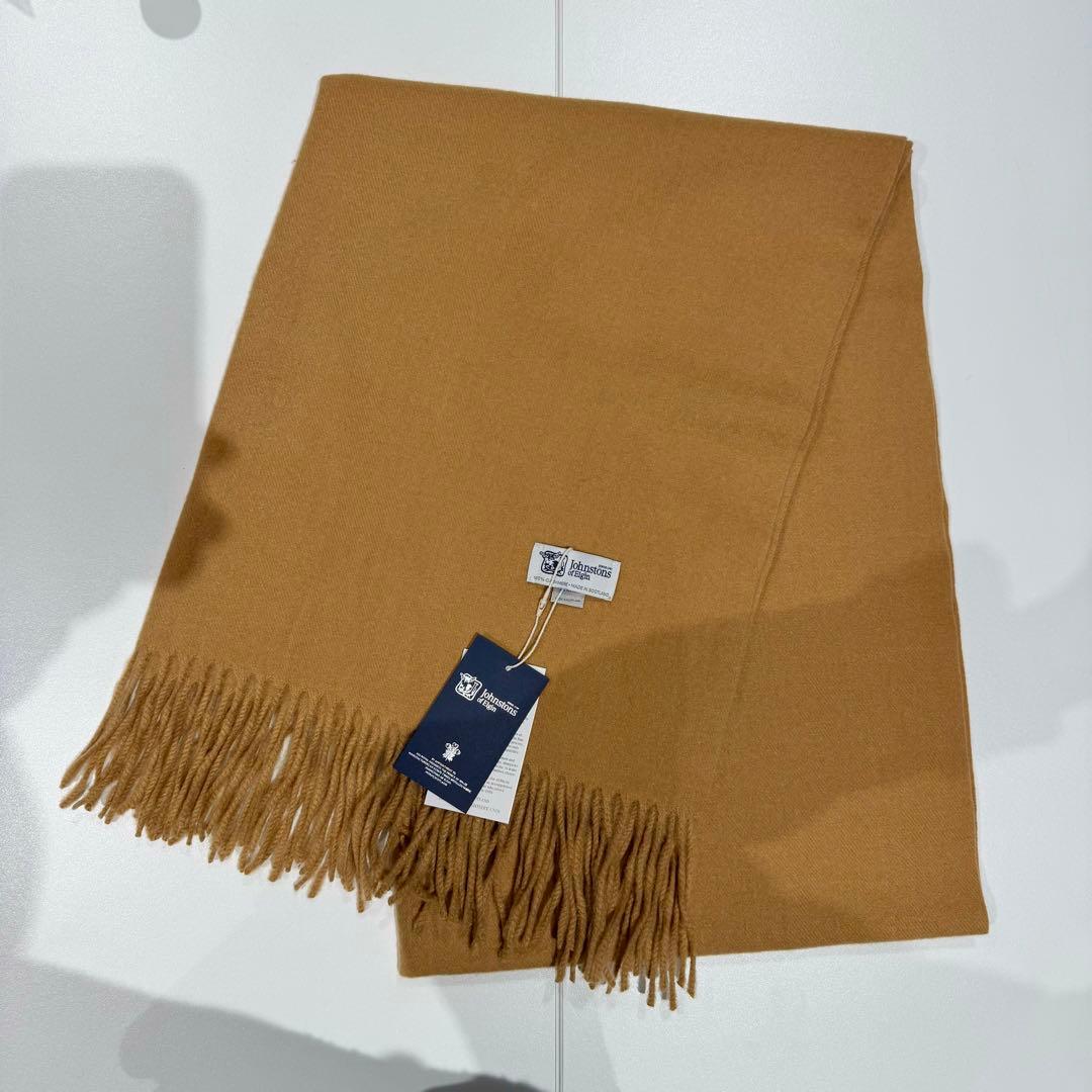カ*ノ様 ジョンストンズ カシミア 大判ストール マフラー キャメル