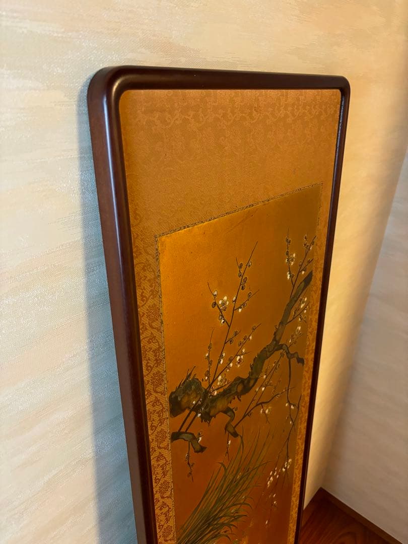 桜と草花の日本画 金箔使用