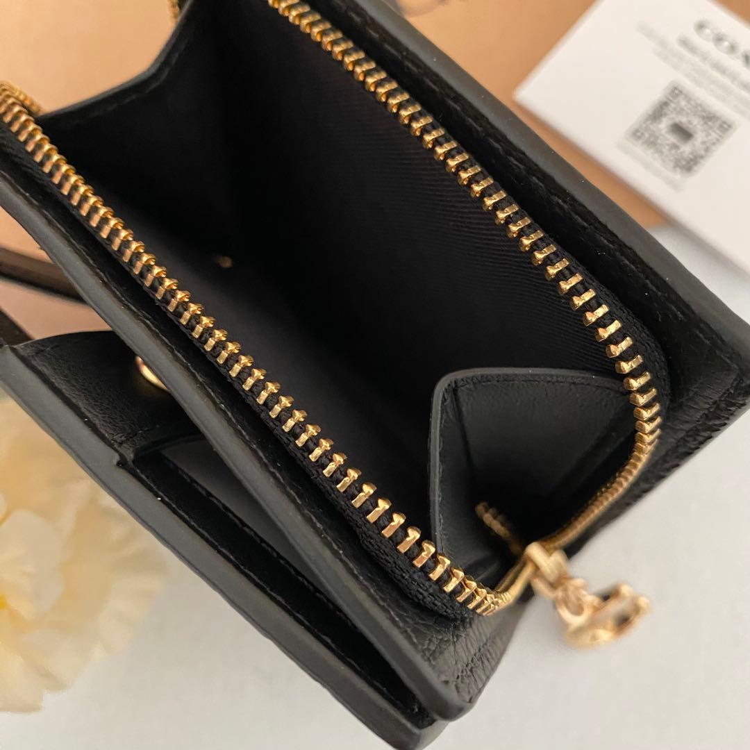 新品　正規品☆COACH(コーチ)折り財布　ブラック レザー 二つ折り財布