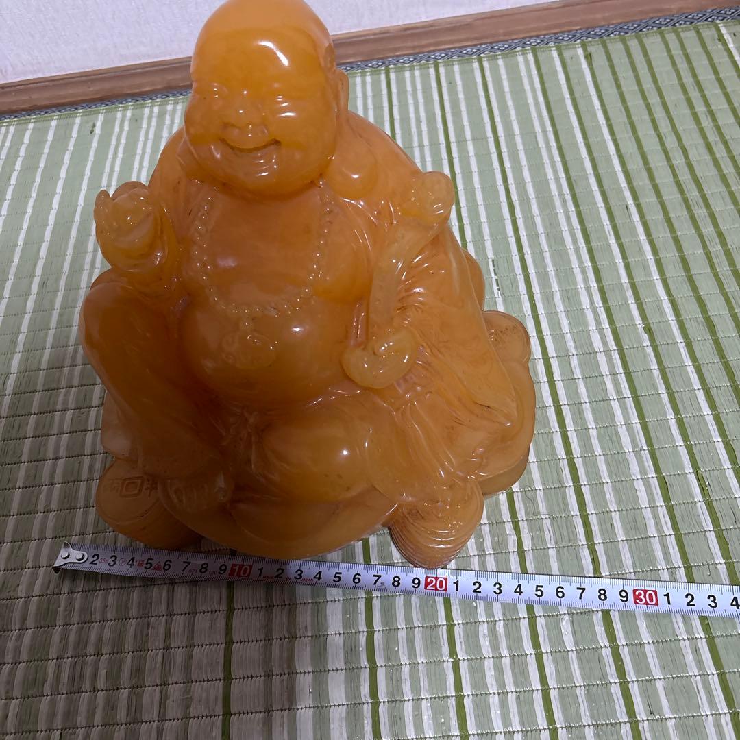 七福神　布袋様　置物　イエロー ストーン　翡翠　風水　インテリア