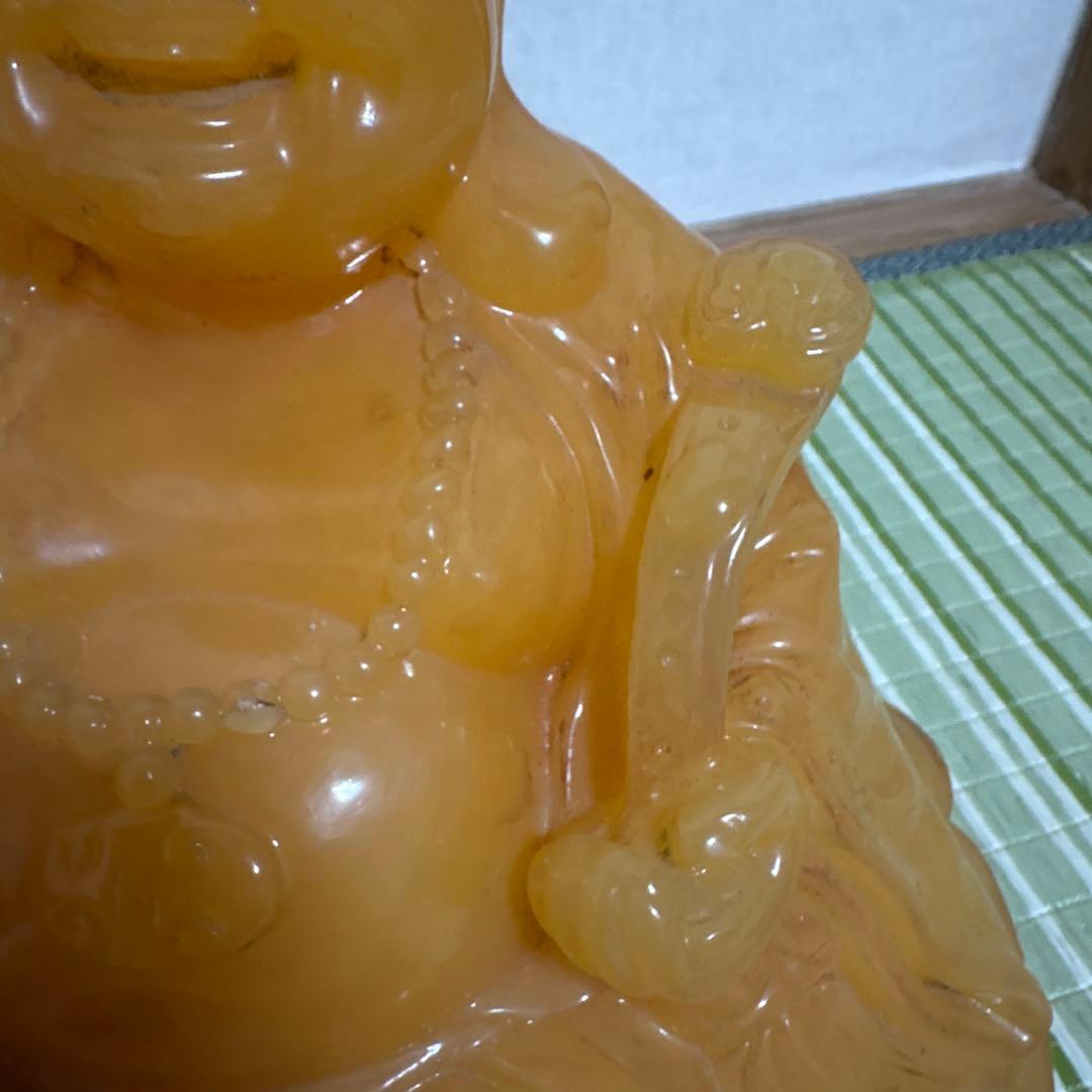 七福神　布袋様　置物　イエロー ストーン　翡翠　風水　インテリア
