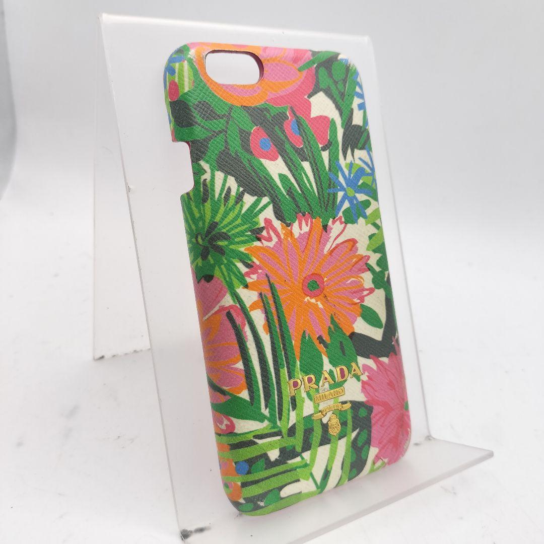 プラダ　iPhone6ケース　ハードケース　トロピカル柄　サフィアーノ　ピンク