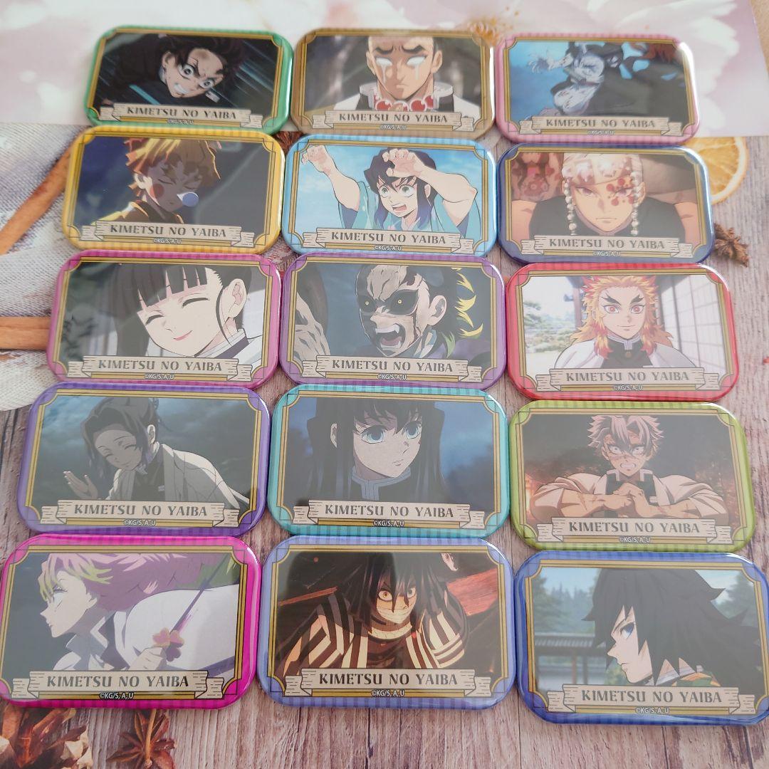 鬼滅の刃 スクエア缶バッジ 冨岡義勇 不死川実弥 時透無一郎 煉獄杏寿郎