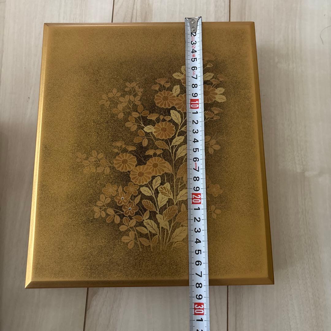 特選 高級木製漆器 金色 花柄