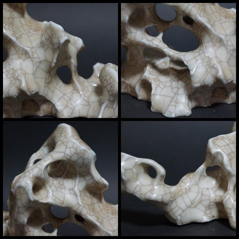 清 哥窯（かよう）太湖石型 造形筆置き 鑑賞石形置き物 書道具 文房具 文房四宝