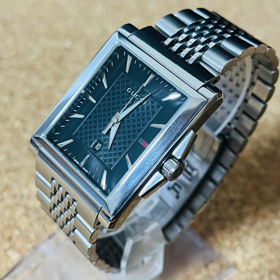 GUCCI Gタイムレス／レクタングル138.4クォーツSS.ブラックフェイス