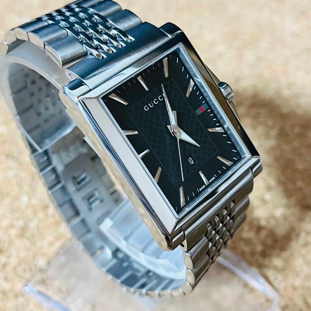 GUCCI Gタイムレス／レクタングル138.4クォーツSS.ブラックフェイス