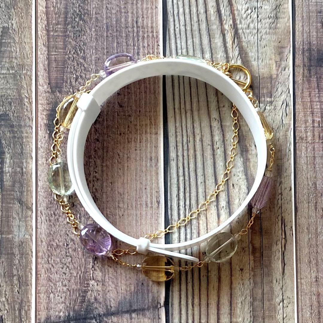 3種のオーバルカットストーン マンテルブレスレット 14kgf