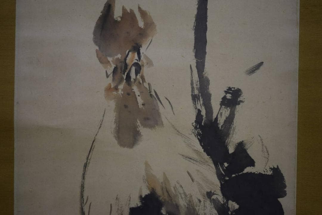 真作/冨田溪仙/富田渓仙/鶏図/布袋屋掛軸HG-624