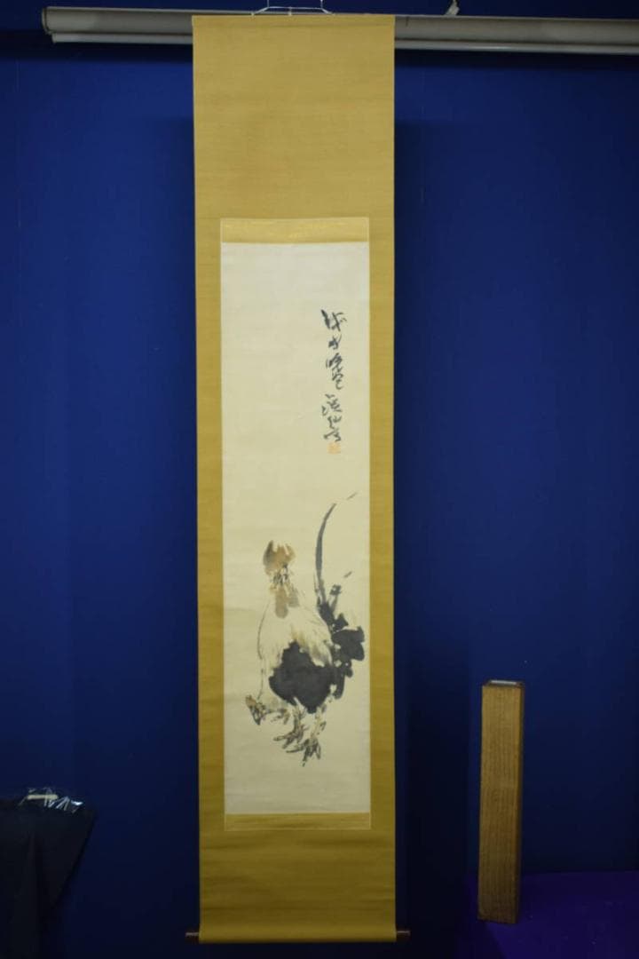 真作/冨田溪仙/富田渓仙/鶏図/布袋屋掛軸HG-624