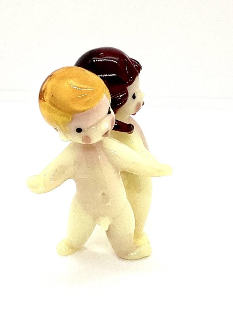 ★FRAGILE,GLASS,FIGURES ガラス製 人形 双子 ヴィンテージ