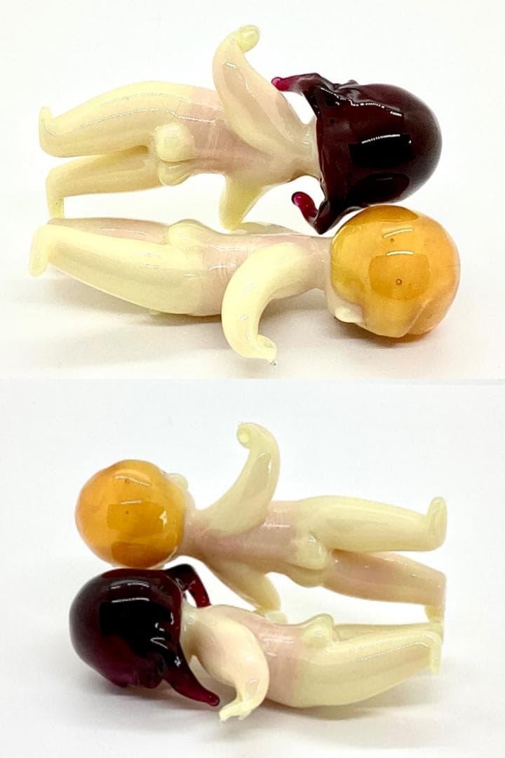 ★FRAGILE,GLASS,FIGURES ガラス製 人形 双子 ヴィンテージ