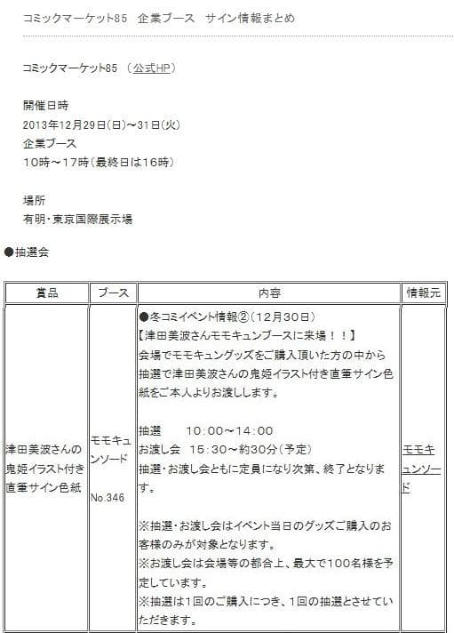 モモキュンソード 鬼姫 津田美波 直筆サイン入り色紙