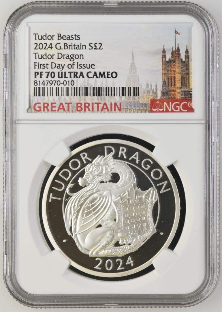 イギリスTudor Dragon 2024 £2 プルーフ銀貨