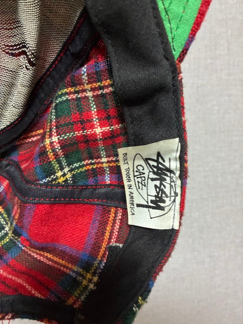 Old stussy ヴィンテージ キャップ チェック　ステューシー 帽子