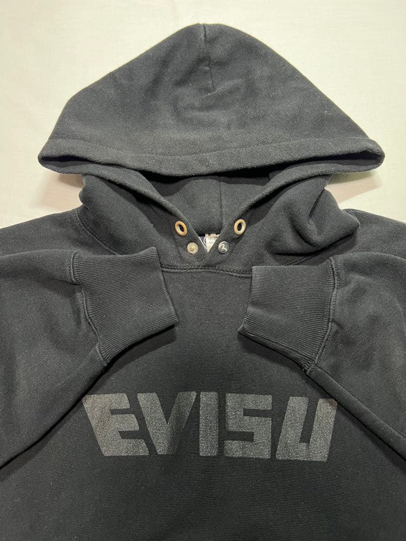 EVISU パーカー　42サイズ　黒カモメ　ブラック　裏起毛　フーディー　刺繍