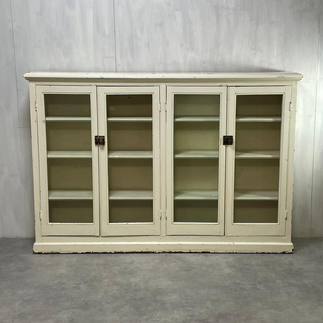 ヴィンテージ シャビーシック キャビネット ホワイト カップボード ショーケース