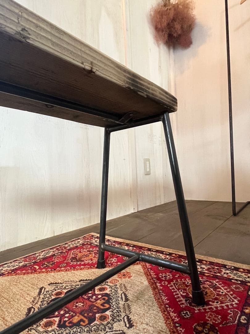 アイアン　ベンチ　足場板（古材）　アンティーク　送料込み