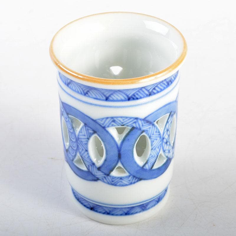 平安　三浦竹泉造　染付　祥瑞　巾筒　共箱　M　R4536