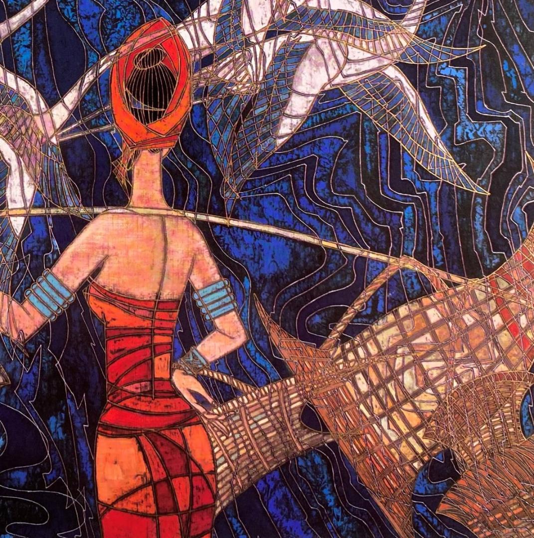 丁紹光、『波音』、希少な画集より、新品額装付、マット額装付き