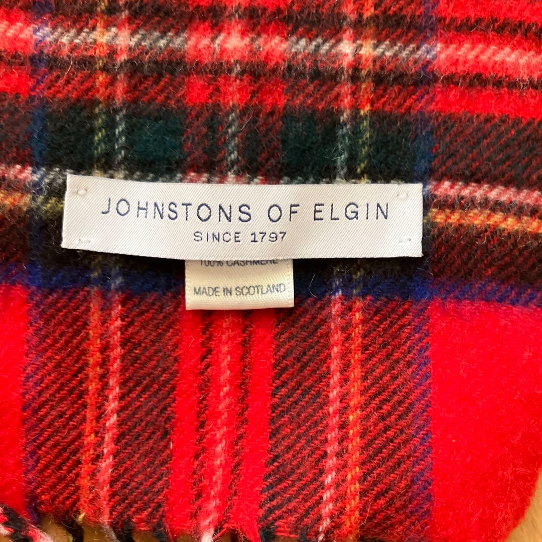 JOHNSTONS OF ELGIN 赤黒チェックマフラー