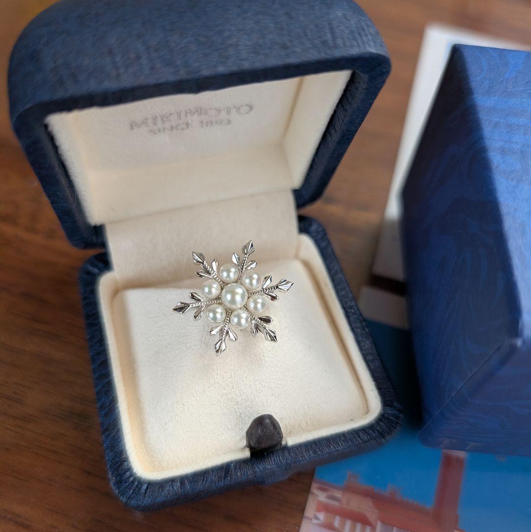MIKIMOTO パール7珠 ピンブローチ あこや真珠　雪の結晶　未使用品　美品