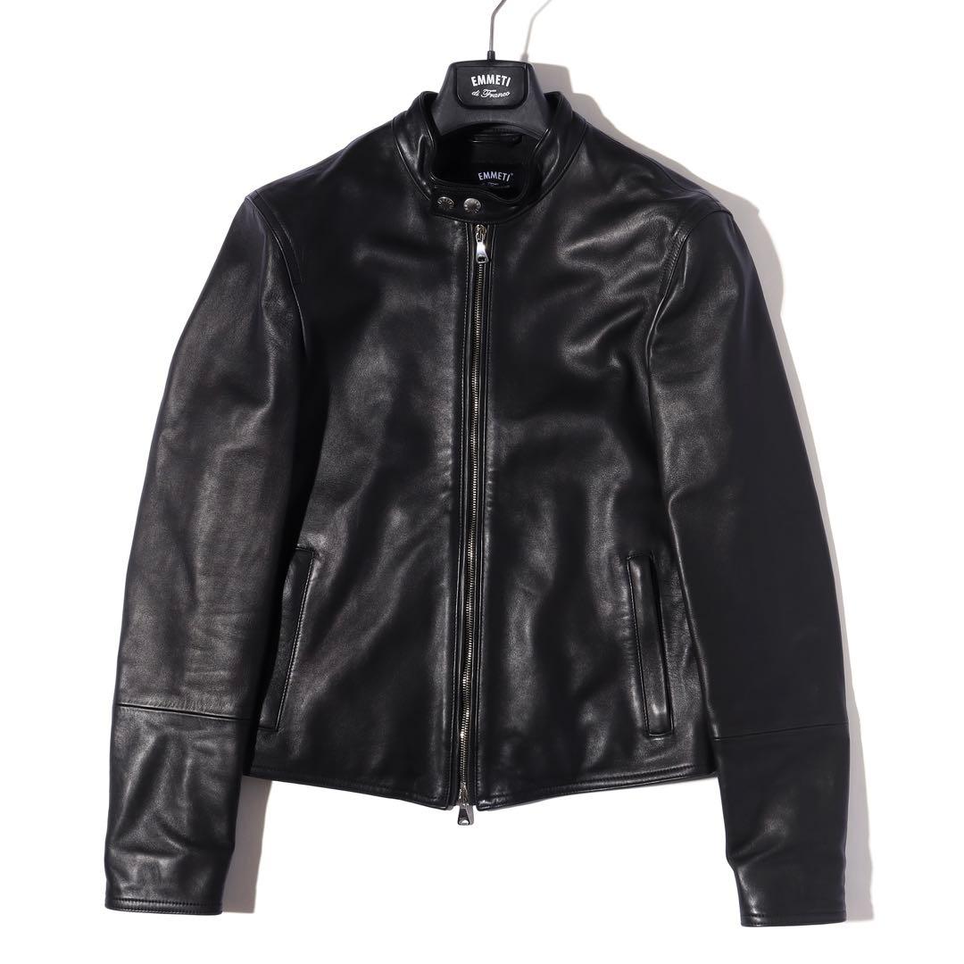 EMMETI エンメティ ライダース ジャケット 羊革 黒 44 S〜M程
