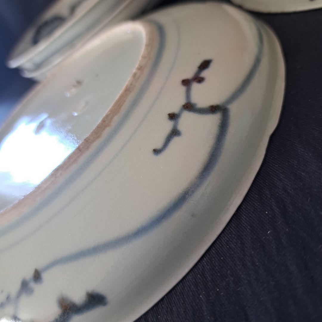 「江戸のお皿を食卓に！」 古伊万里染付皿(直径18cm ) 4客セット 骨董アン