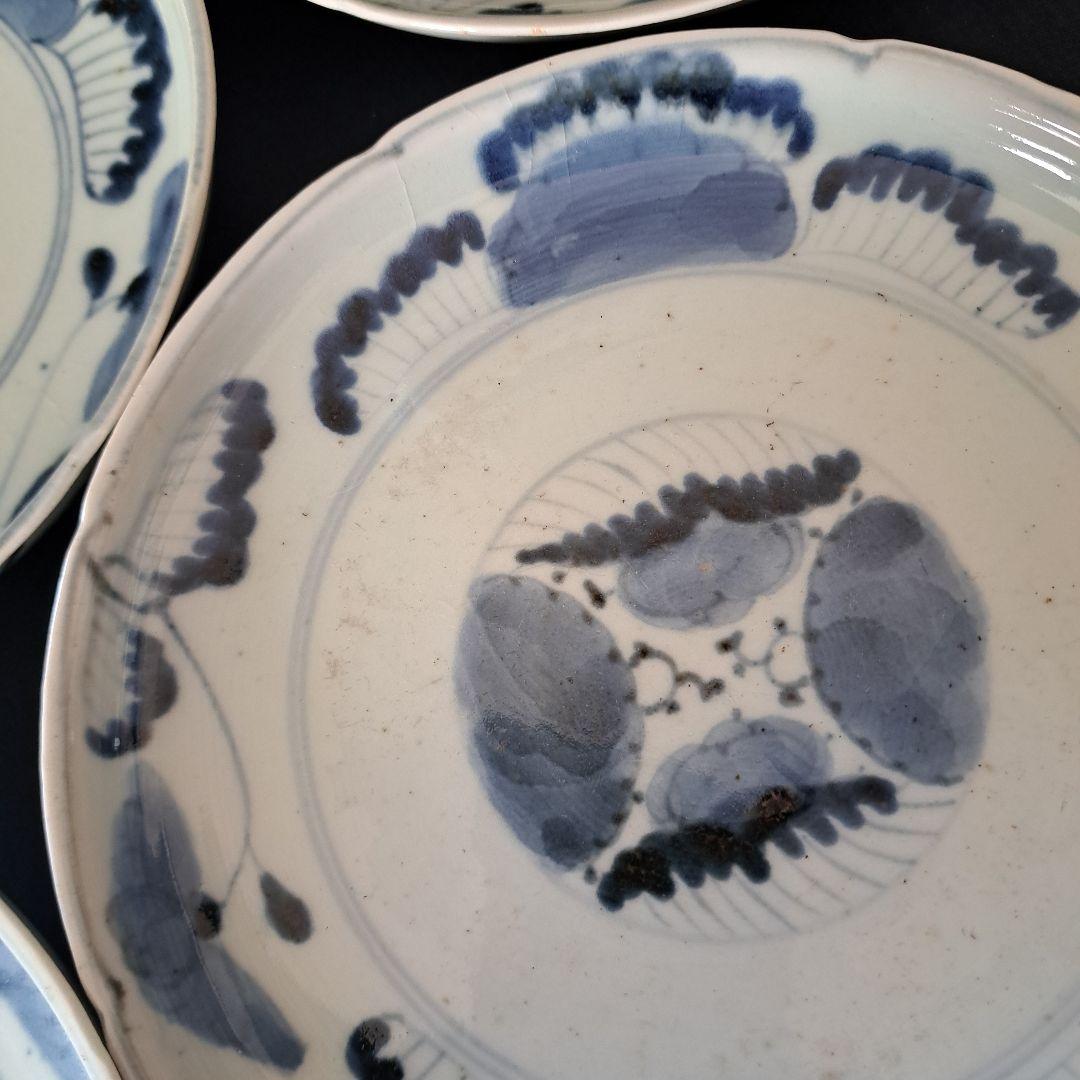 「江戸のお皿を食卓に！」 古伊万里染付皿(直径18cm ) 4客セット 骨董アン