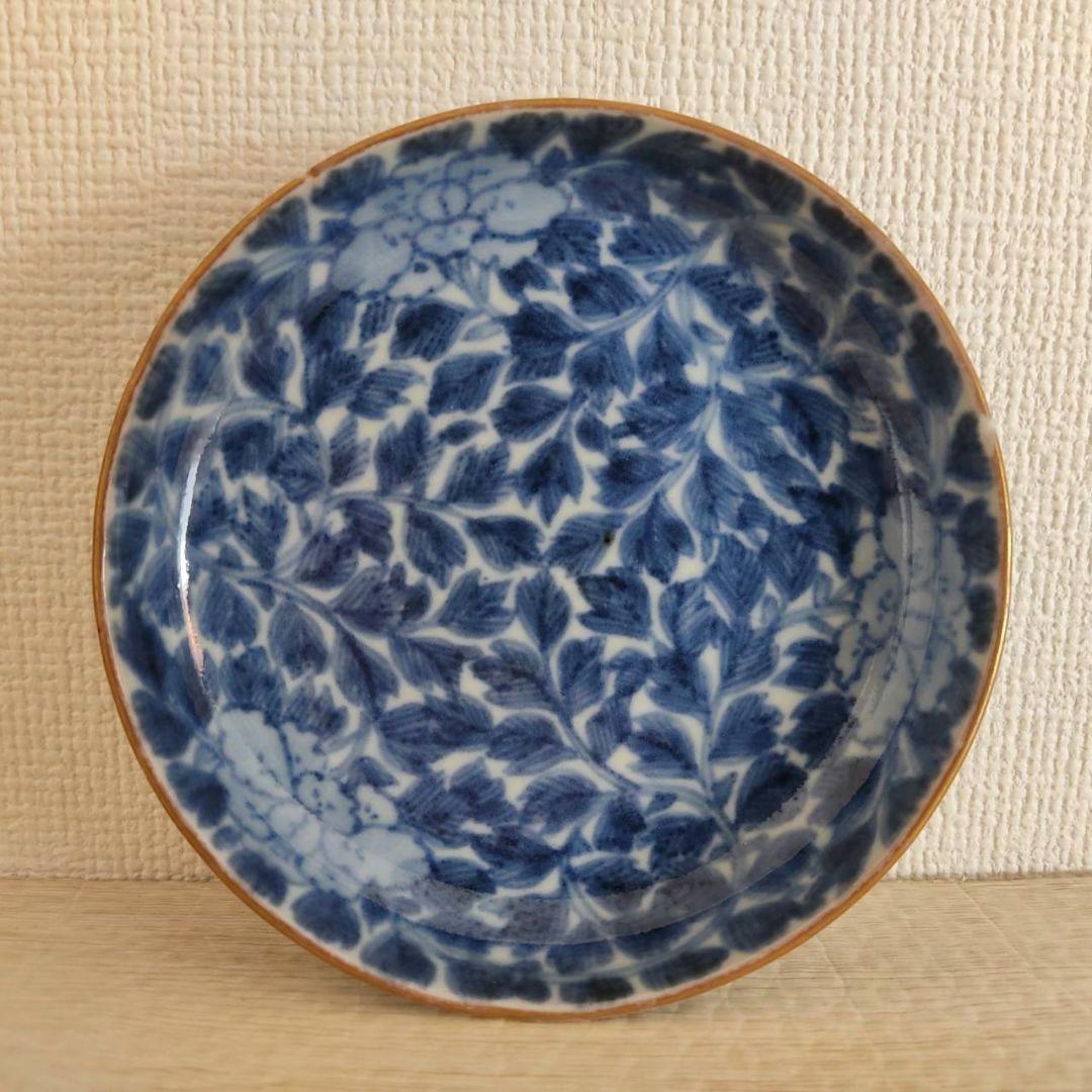 お値下げしました、2枚組　古伊万里　全面牡丹唐草文　小皿