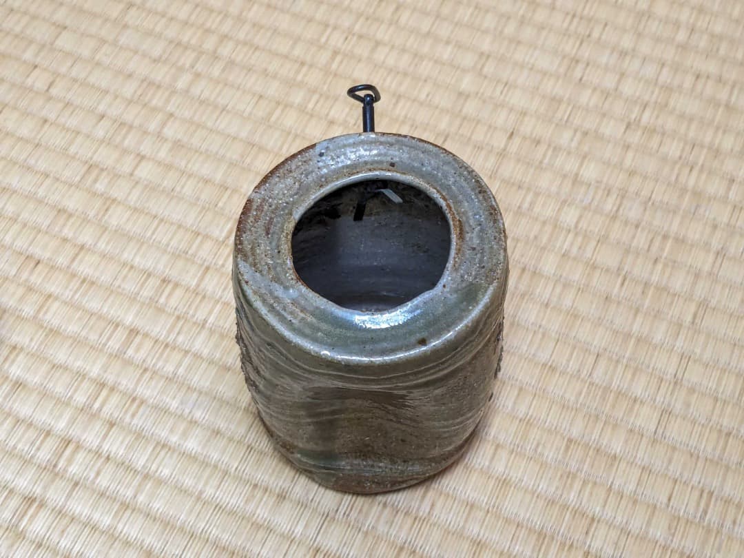 【美品】佐久間勝山　萬古焼　旅枕花入　共箱あり　08