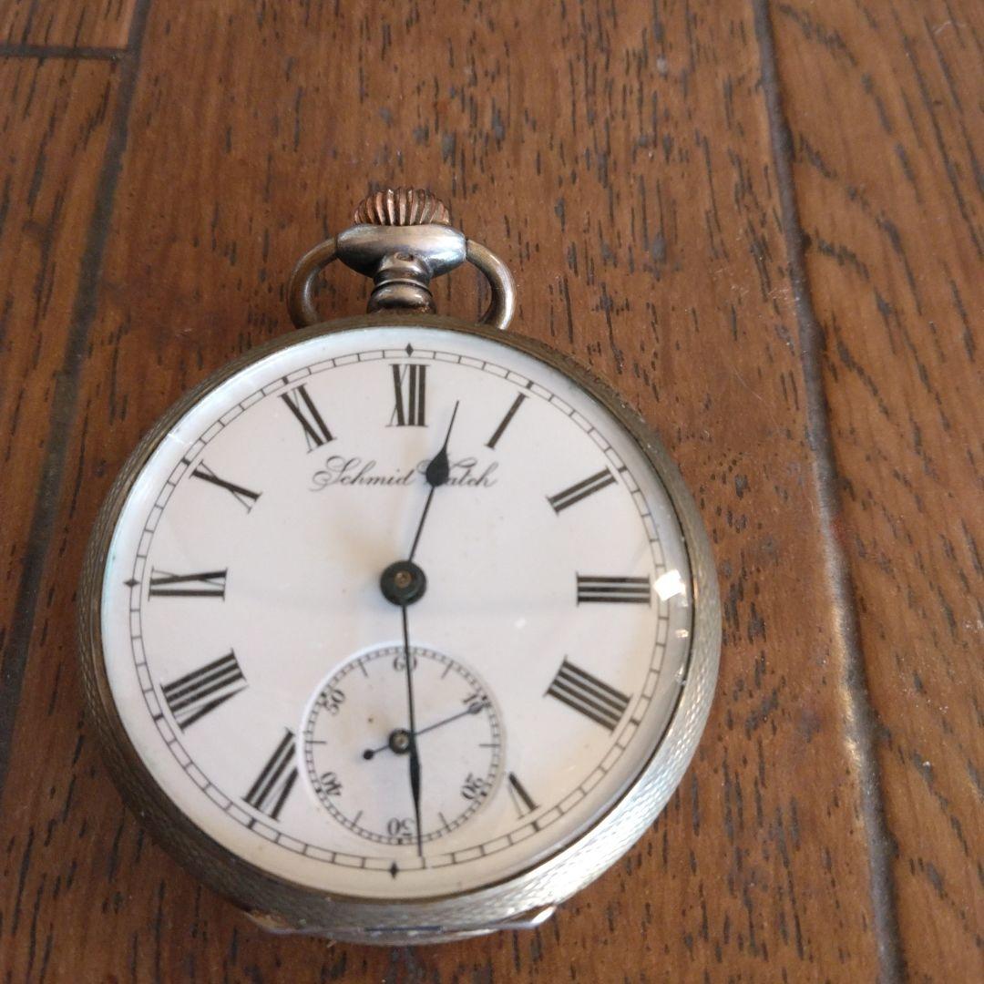 【稀少】明治時代　アールシュミット商会　商館時計　懐中時計　銀無垢シルバー製