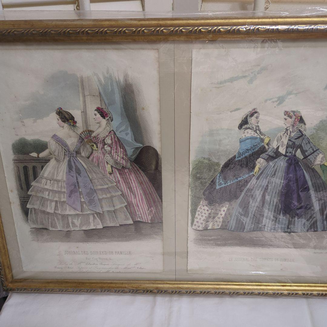 19世紀ファッションイラストセット　額入り