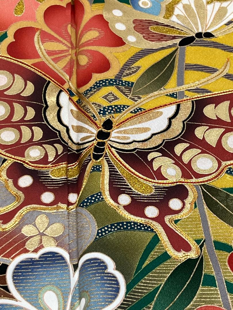 振り袖　フルセット　長襦袢付　イエロー　成人式　 金彩加工　刺繍入り　640