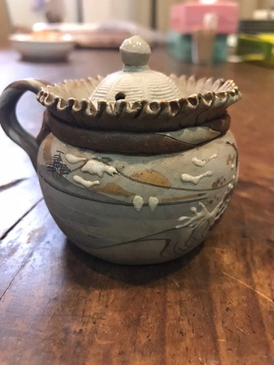 万古焼 富士山に鶴紋急須　煎茶道具　中国