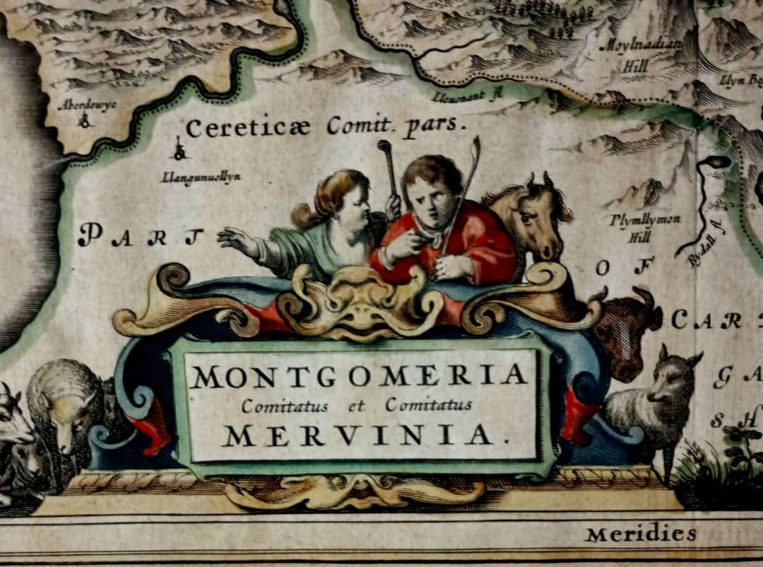 額装品　西洋古地図　1664年　J.ブラウ　ウェールズ・モンゴメリー州