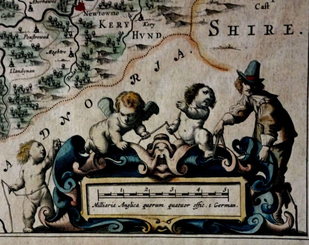 額装品　西洋古地図　1664年　J.ブラウ　ウェールズ・モンゴメリー州