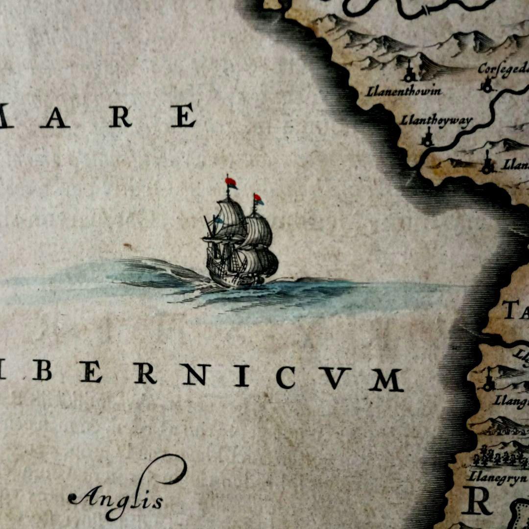 額装品　西洋古地図　1664年　J.ブラウ　ウェールズ・モンゴメリー州