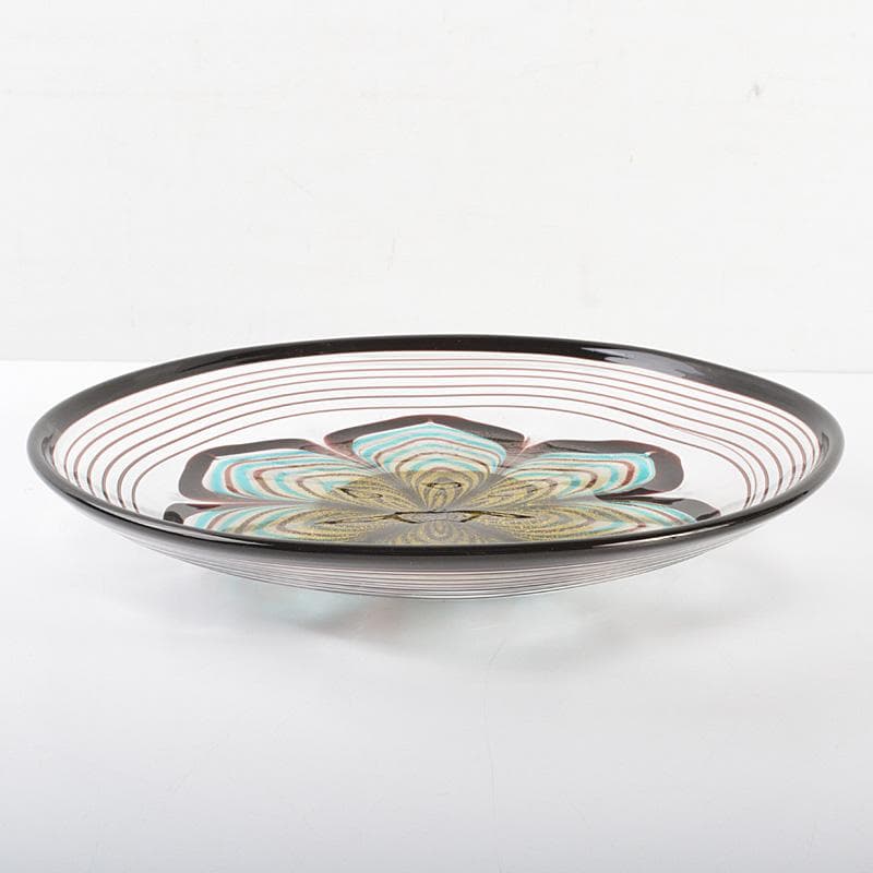 ガラス工芸　岩田久利作　華文　皿　共箱　V　R7043