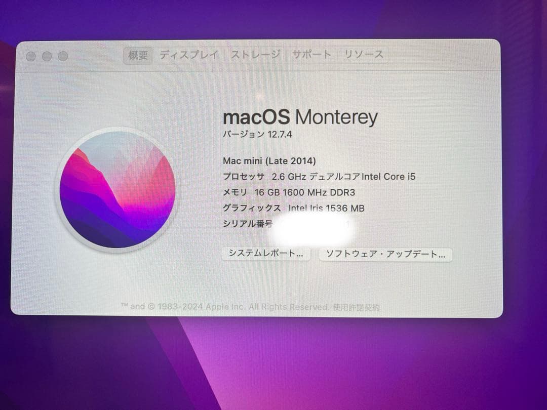 ミニPC Mac mini A1347, i5, 16GB Mem, 1TB m.2