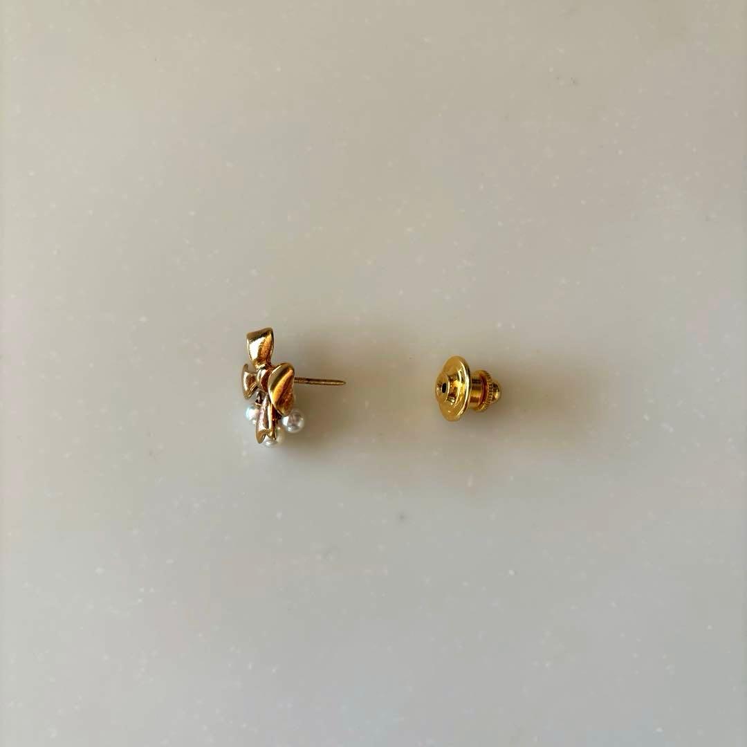 ミキモト リボン K18 パール ブローチ