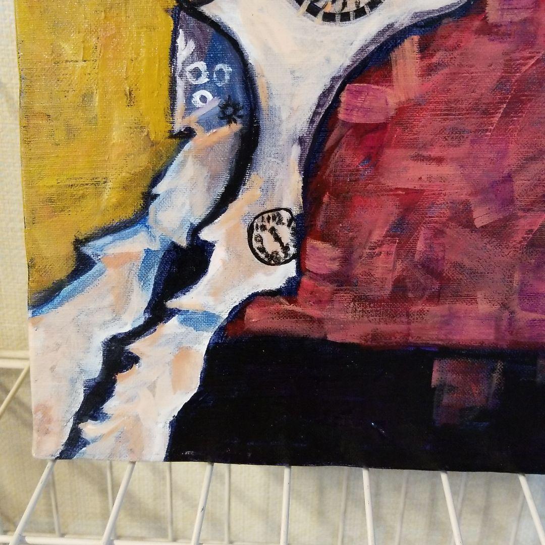 油絵　専用　ジャンプをする犬